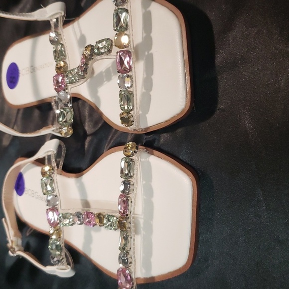 BCBGeneration White with Jewel Embellishment Strap Sandals - Picture 6 of 7